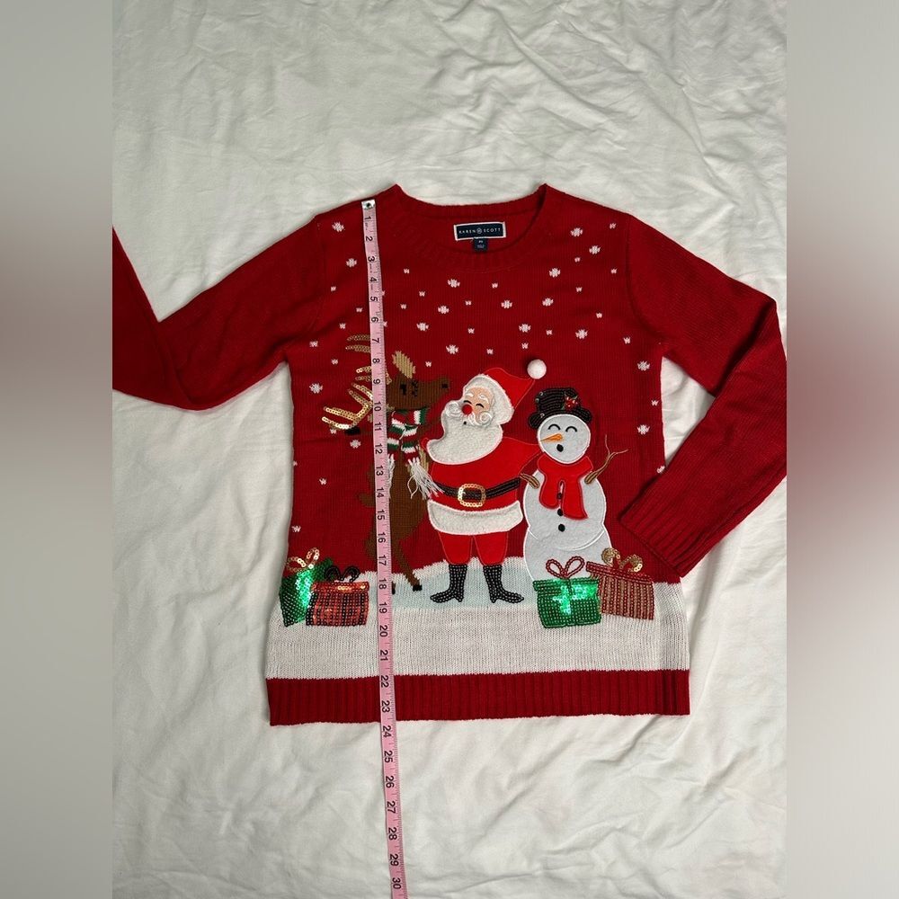 Karen Scott Ugly Christmas Embellished Santa Reindeer Snowman Holiday Sweater SP - Picture 7 of 8